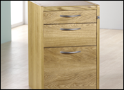 3 drawer dark wood pedestal with keylock