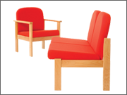Padded single and double seated soft chairs